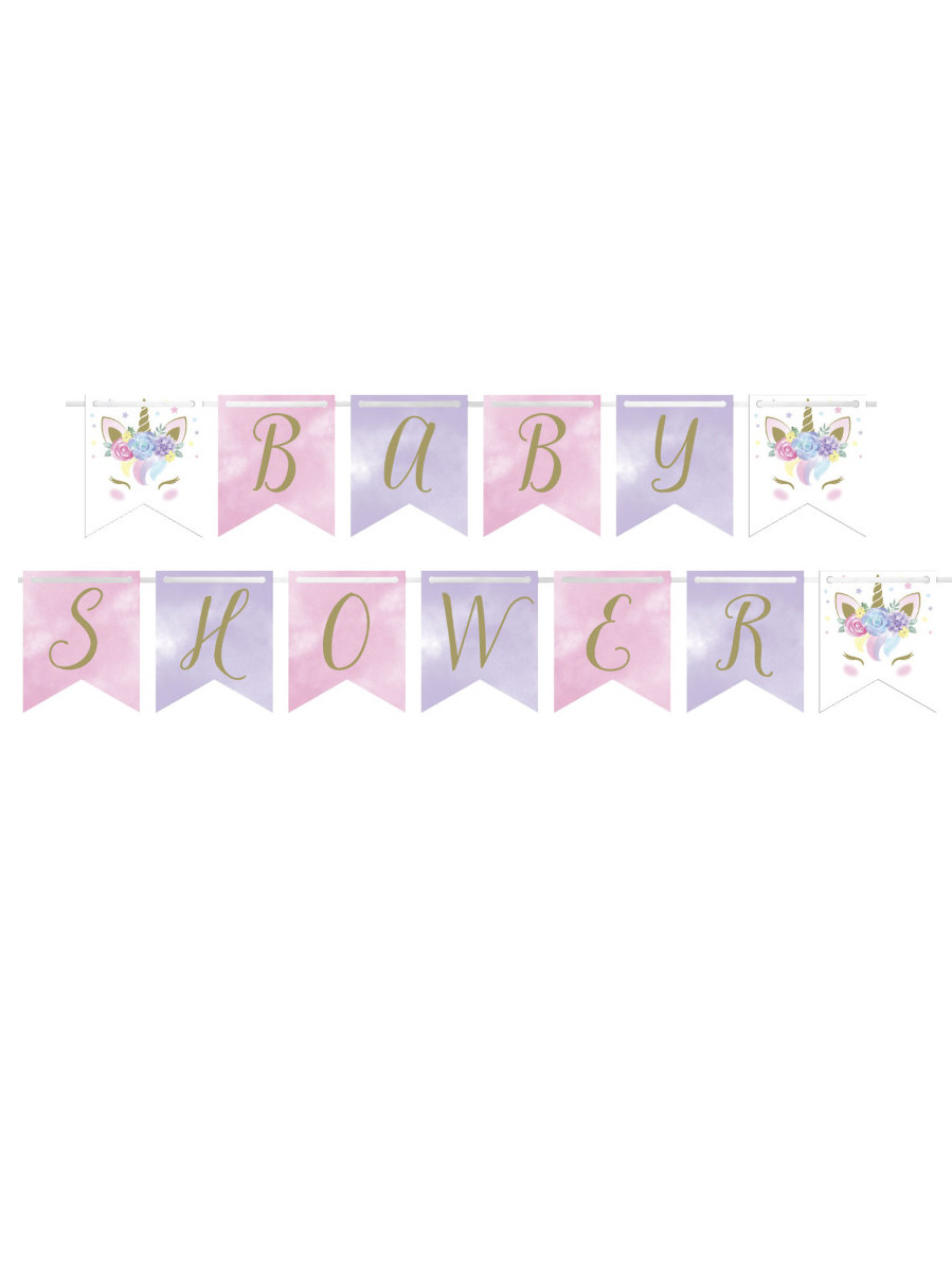 Einhorn-Baby-Shower-Girlande aus Karton 2,1 m Wimpelkette von CREATIVE PARTY