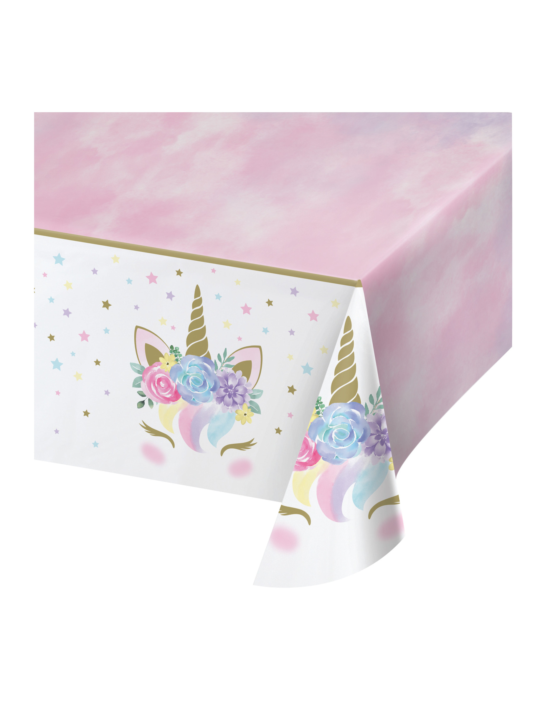 Einhorn-Tischdecke Partydeko rosa-weiss 137 x 259 cm Einhorn-Tischdecke Partydeko rosa-weiss 137 x 259 cm von BIGIEMME SRL