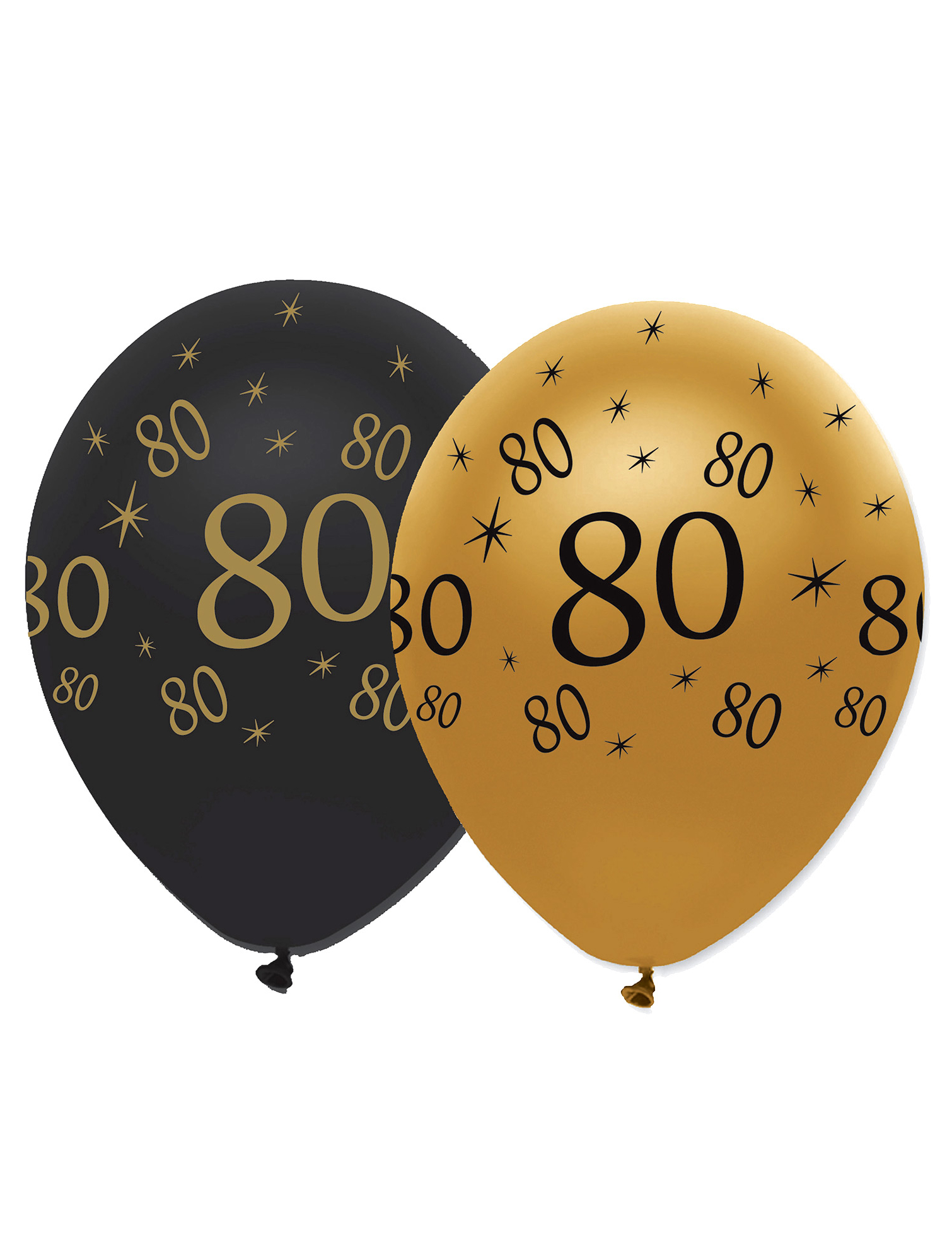 Geburtstagsballons 80 Jahre 6 Stück schwarz-gold Geburtstagsballons 80 Jahre 6 Stück schwarz-gold von CREATIVE PARTY
