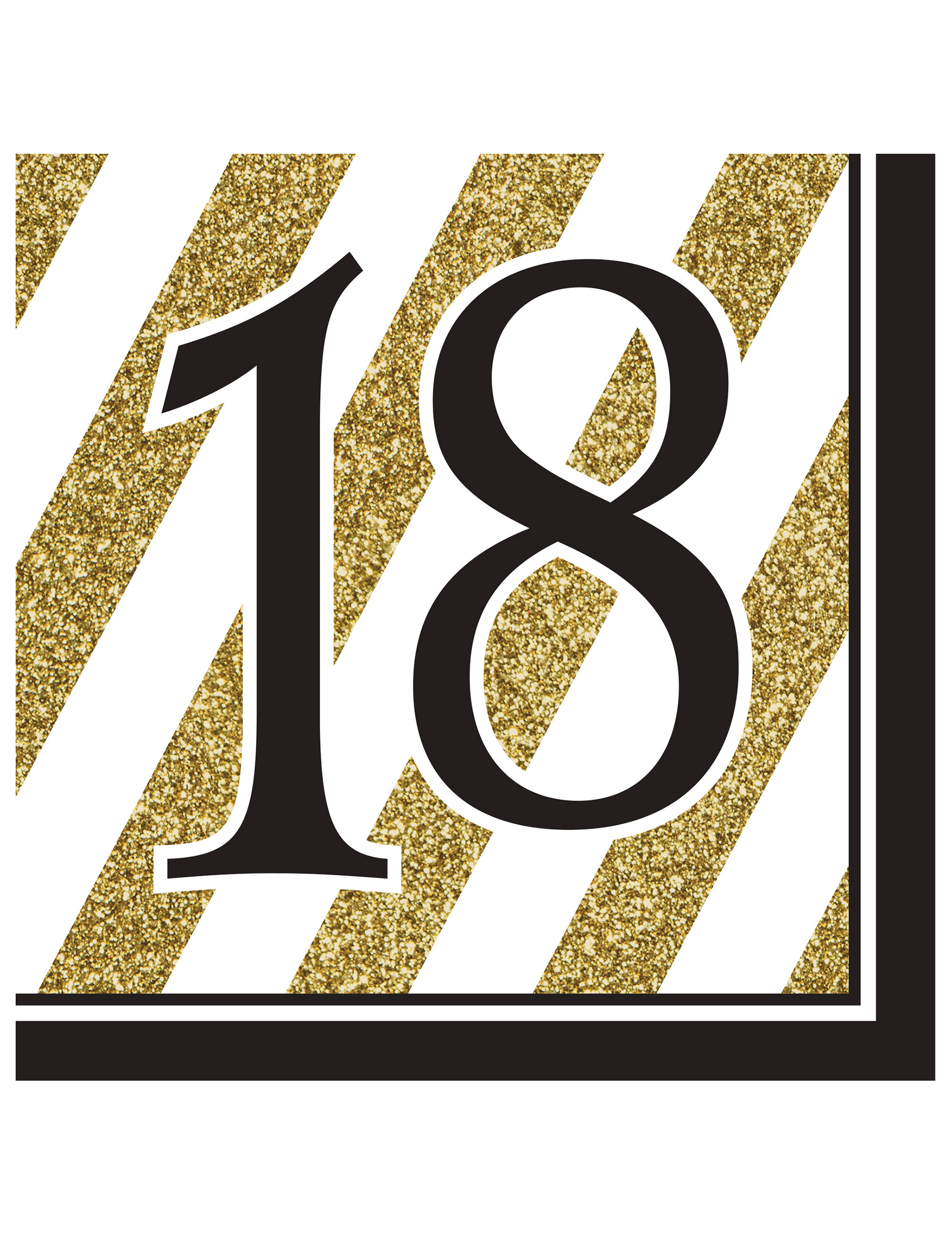 Geburtstagsservietten 18 Jahre Jubiläumsservietten 16 Stück gold-schwarz-weiss 33x33cm Geburtstagsservietten 18 Jahre Jubiläumsservietten 16 Stück gold-schwarz-weiss 33x33cm von CREATIVE PARTY