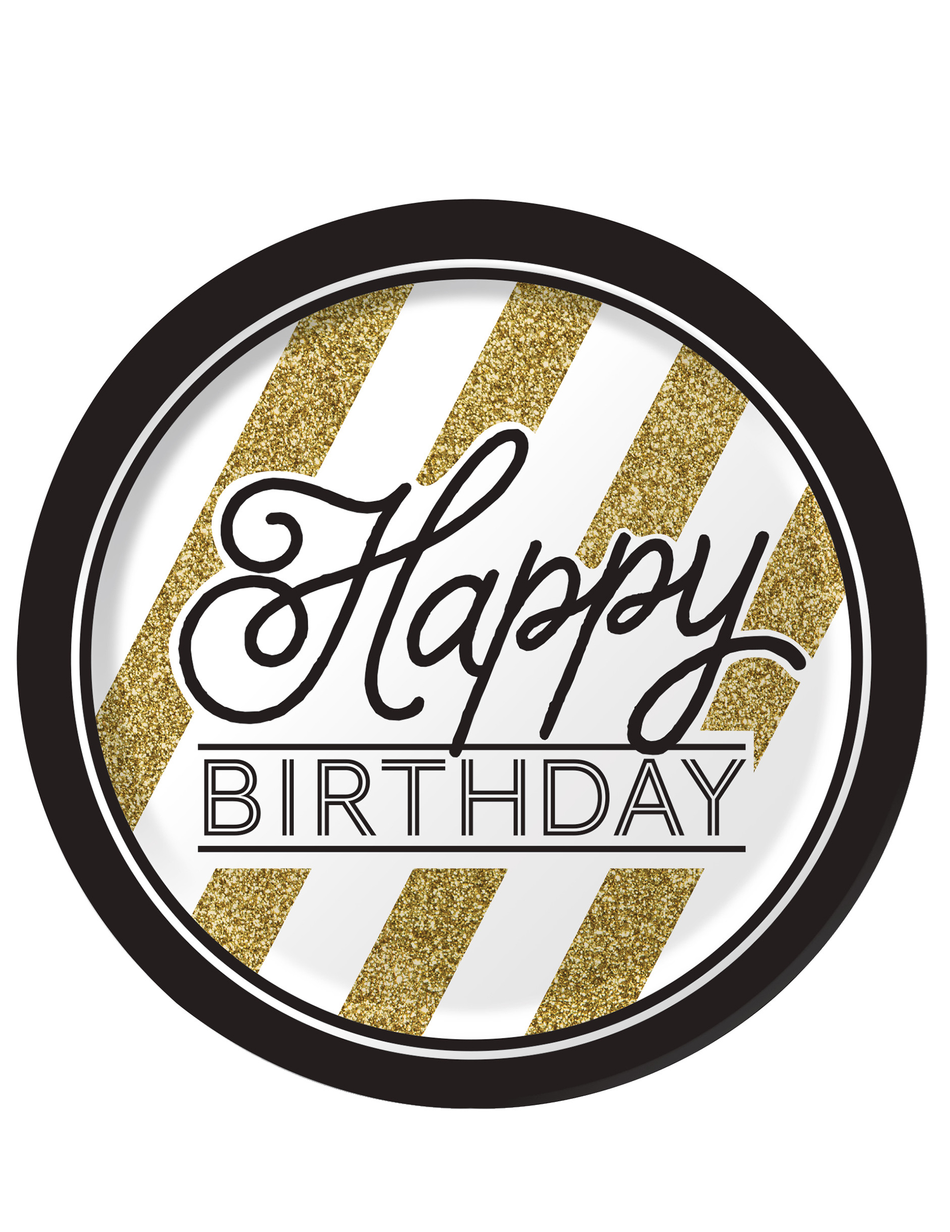 Geburtstagsteller Partyteller Happy Birthday 8 Stück schwarz-gold-weiss 23cm Geburtstagsteller Partyteller Happy Birthday 8 Stück schwarz-gold-weiss 23cm von BIGIEMME SRL