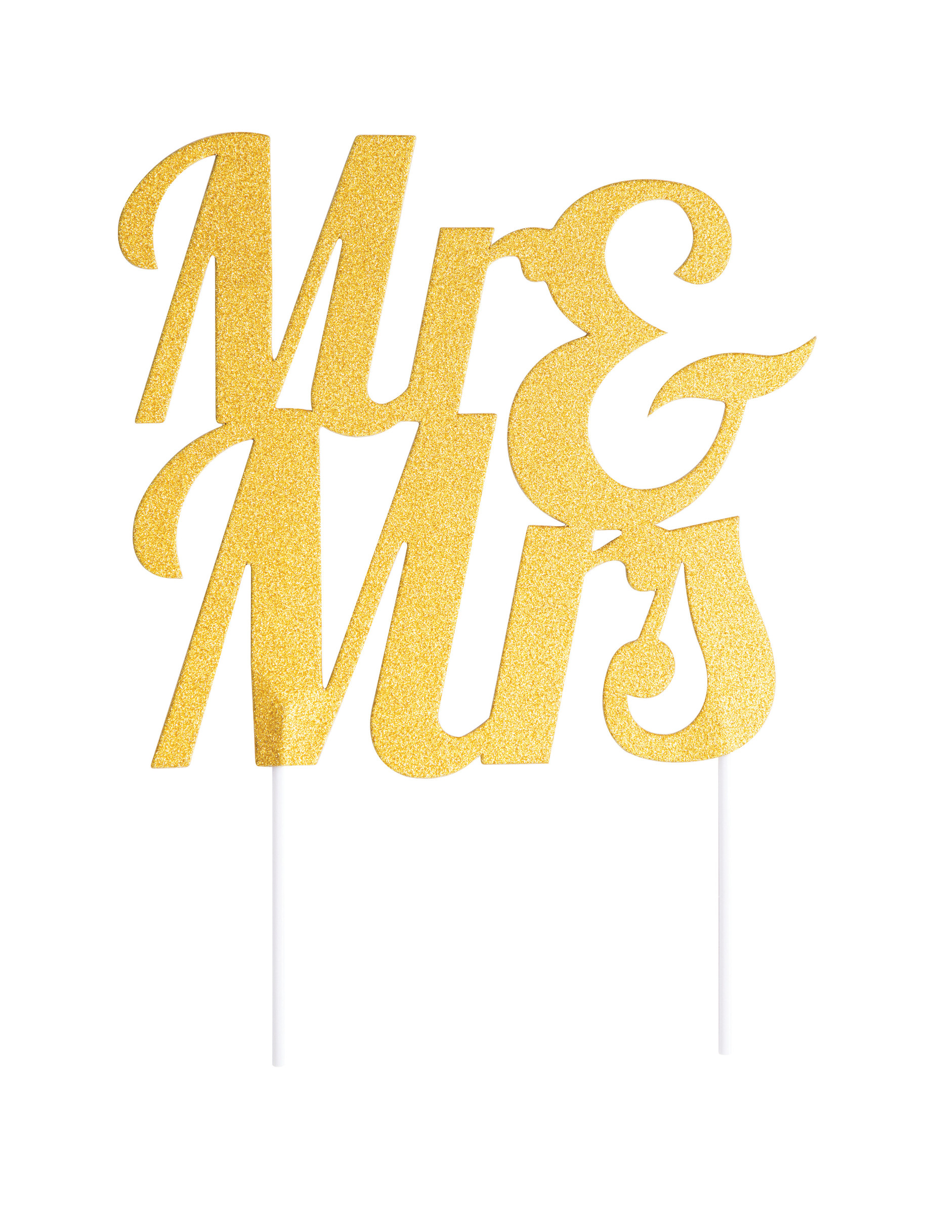 Goldener Cake Topper "Mr + Mrs" aus Kunststoff - 18 x 23 cm für Hochzeiten von CREATIVE PARTY