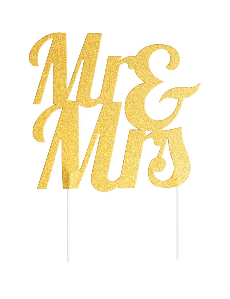 Goldener Cake Topper "Mr + Mrs" aus Kunststoff - 18 x 23 cm für Hochzeiten Goldener Cake Topper "Mr + Mrs" aus Kunststoff - 18 x 23 cm für Hochzeiten von CREATIVE PARTY