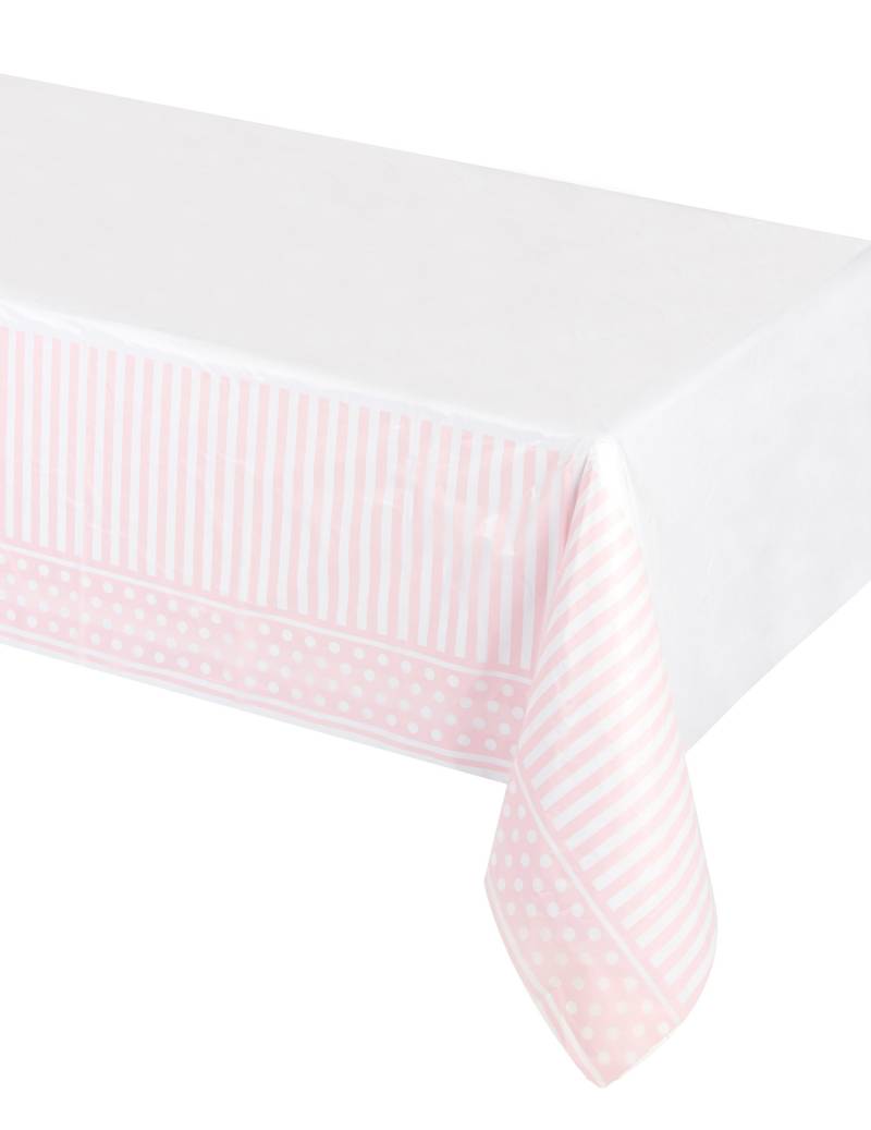 Kunststofftischdecke rosa weiß punktiert 259 x 137 cm von CREATIVE PARTY