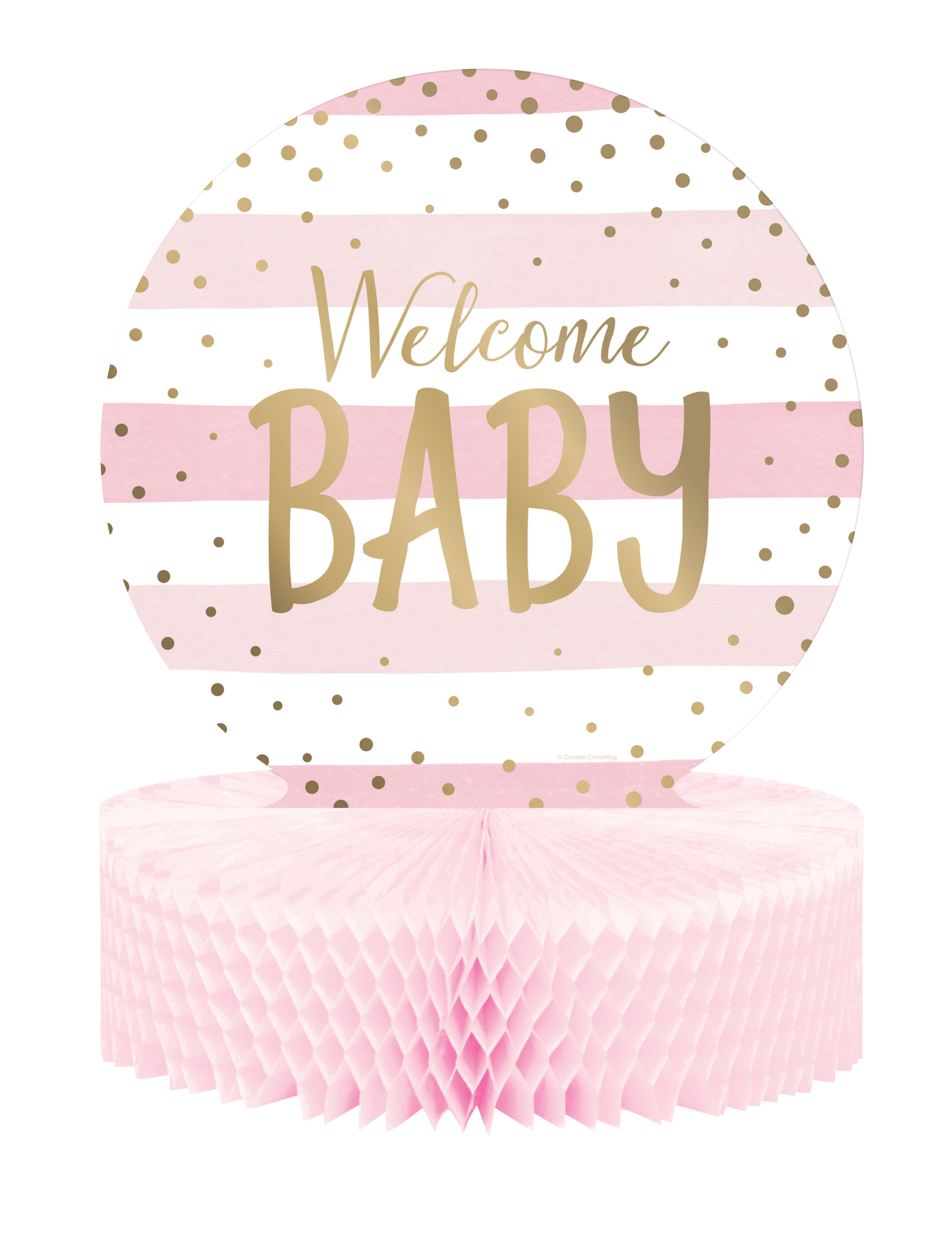 Wabenaufsteller Rosa Gold Punkte 23 x 30,5 cm Wabenaufsteller Rosa Gold Punkte 23 x 30,5 cm von CREATIVE PARTY