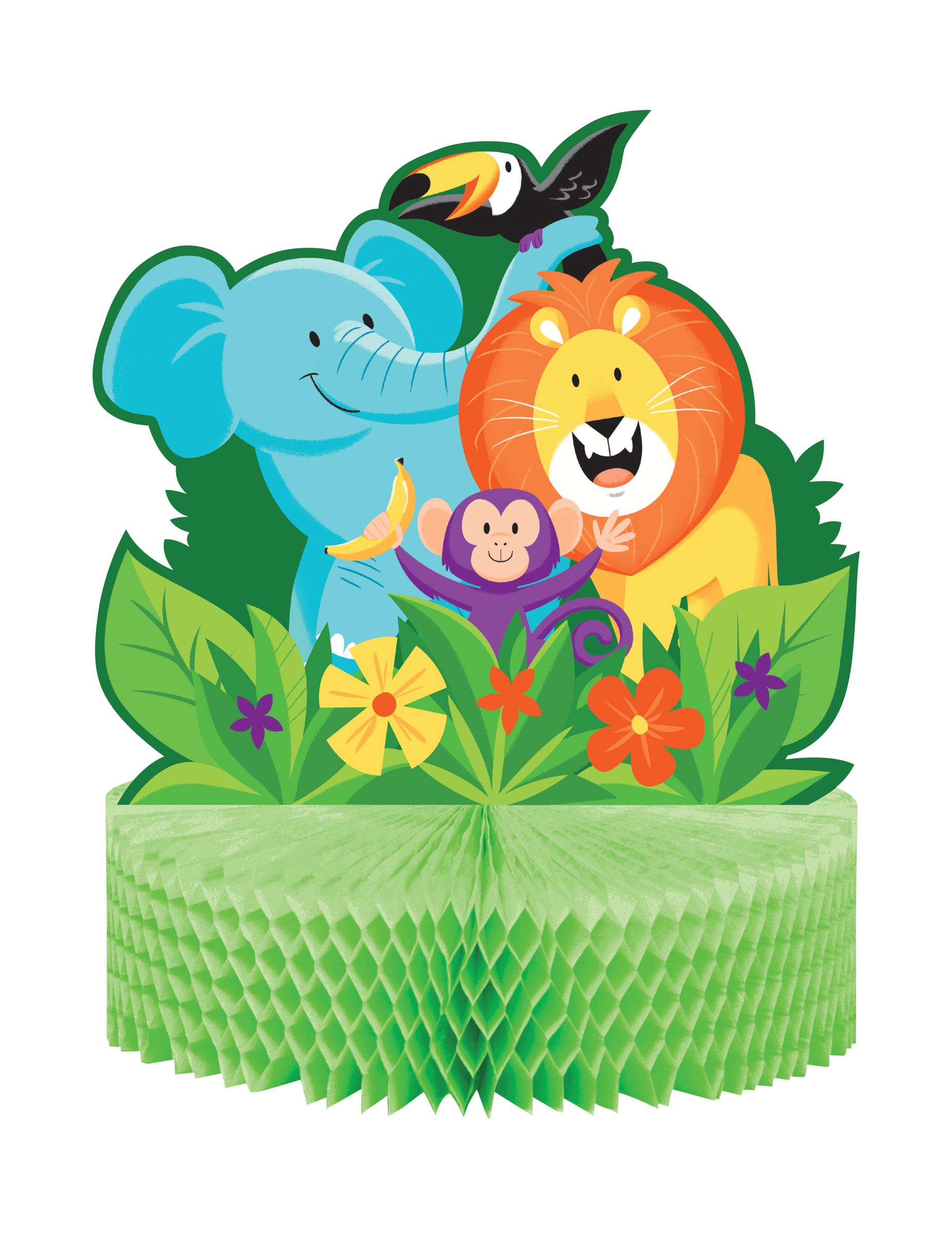 Wabenpapier Tischaufsteller Dschungel Safari Geburtstag 28 x 23 cm von CREATIVE PARTY