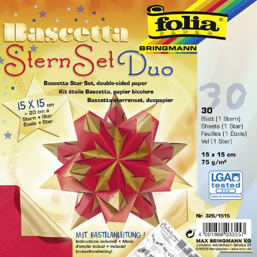 Faltblätter Bascetta Stern Duo, rot gold, 15x15 Faltblätter Bascetta Stern Duo, rot gold, 15x15 von CREATIVE