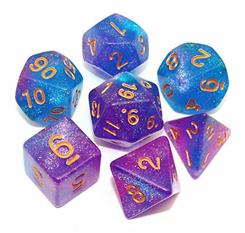 CREEBUY Polyedrisches Würfelset für Dungeon and Dragons, Rollenspiele, Tischspiele, , Blau-Violett-Glitzer CREEBUY Polyedrisches Würfelset für Dungeon and Dragons, Rollenspiele, Tischspiele, , Blau-Violett-Glitzer von CREEBUY