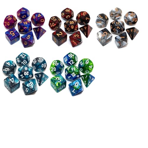 Polyhedral D&D W¨¹rfel Set-5 Pack Doppelfarben W¨¹rfel Sets Kompatibel mit Dungeons and Dragons DND Role Playing Game RPG Spiele W¨¹rfel mit D4 D6 D8 D10 D% D12 D20 (5 Farben) von CREEBUY