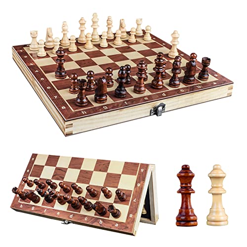 Creechwa Schachbrett Holz Magnetisch, Groß Klappbar Schachbrett, 29 x 29 cm Chest Board, Pädagogisches Spielzeug Schach für Kinder und Erwachsen von CREECHWA