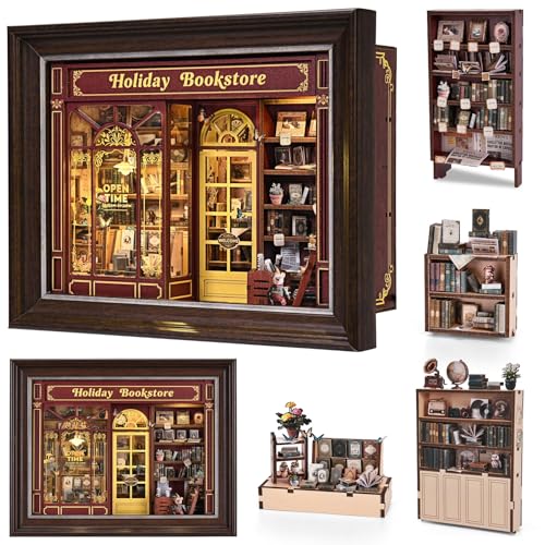 CRESYMME Book Nook Kit, DIY Miniatur Haus Puppenhaus Bausatz Bücherregal Deko für Jugendliche und Erwachsene（Die alte Bücherecke） von CRESYMME