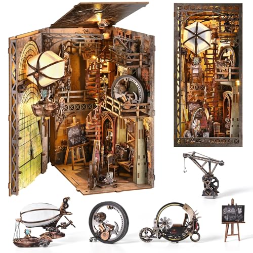 CRESYMME Book Nook Kit, DIY Miniatur Haus Puppenhaus Bausatz Bücherregal Deko für Jugendliche und Erwachsene（Fliegendes Zuhause） von CRESYMME