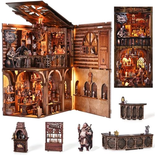 CRESYMME Book Nook Kit, DIY Miniatur Haus Puppenhaus Bausatz Bücherregal Deko für Jugendliche und Erwachsene (Zur Alten Laterne) von CRESYMME