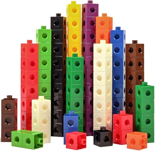 CRESZZLE Steckwürfel Mathe, 100 Stück Zahlenblocks für Rechnen, Lernspielzeug für Grundschule, Steckbausteine zur Förderung von Mathematikfähigkeiten, Würfelhaus Rechnen für Kinder. von CRESZZLE