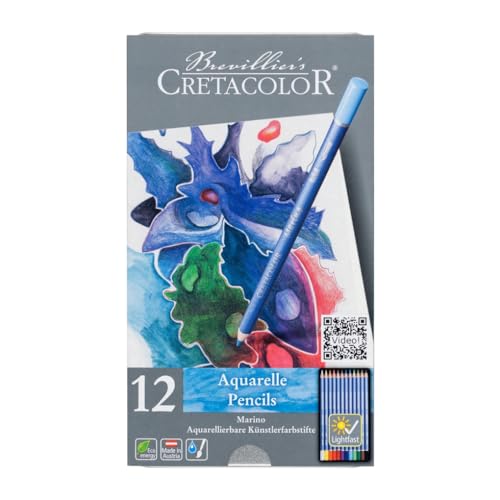 Cretacolor Marino Aquarellstift, 12 Farben sort., Metalletui von Cretacolor