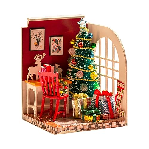 CRGANGZY 20 x 16 x 5,5 cm Haus-Miniaturen mit Möbeln, Weihnachten, handmontiertes Spielzeug, DIY-Miniaturhaus-Set, Sammlergebäude for romantische Kunstwerke als Geschenk von CRGANGZY