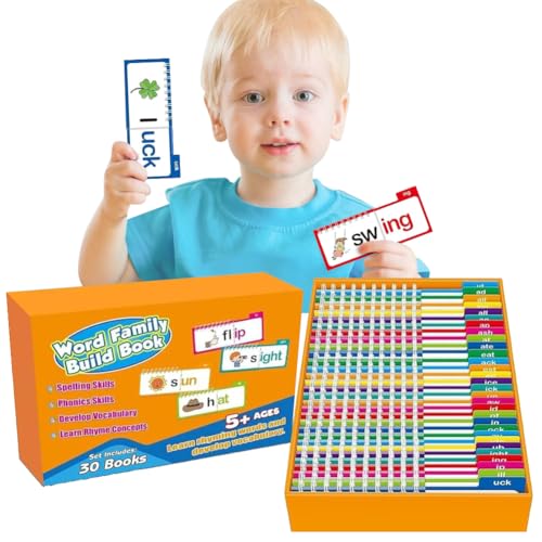 CRGANGZY 30 Lesebücher und Reimflip-Bücher for Wortfamilien - Interaktive Phonics-Flip-Bücher mit Sichtwörtern for Kleinkinder und Vorschulkinder von CRGANGZY
