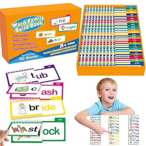 CRGANGZY 30 Lesen und Reimen Flip-Bücher, Wortfamilien Flip-Bücher, ABC-Vokabelkarten, Sichtwortkarten, Bildungsspiel for Familie und Freunde CRGANGZY 30 Lesen und Reimen Flip-Bücher, Wortfamilien Flip-Bücher, ABC-Vokabelkarten, Sichtwortkarten, Bildungsspiel for Familie und Freunde von CRGANGZY