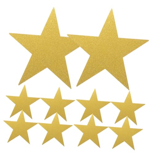 CRILSTYLEO 24 Stück Teiliges Goldene Papiersterne Handgeschnittene Fünfeckige Stern Ausschnitte Glitzernde Dekoration für Klassenzimmer Pinnwand Geburtstagsdeko und DIY Bastelprojekte von CRILSTYLEO