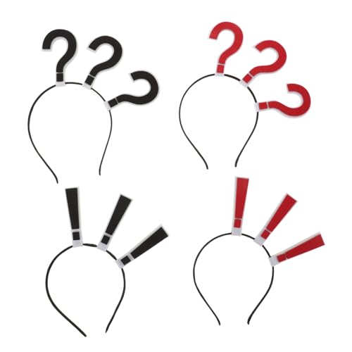 CRILSTYLEO 4 Stück Fragenzeichen Haarschmuck Teiliges Rutschfeste Kreative Stirnbänder aus Auffälliges Design für Halloween Partys Alltag Modische Kopfaccessoires für Mädchen und Frauen von CRILSTYLEO