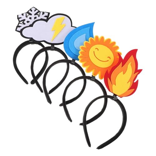 CRILSTYLEO 5 Stück Teiliges Filz Haarschmuck mit Flammen Sonne Wolke Schneeflocke Lustige Leichte Party Haarbänder für Erwachsene für Geburtstags und Feiertagsfeiern von CRILSTYLEO