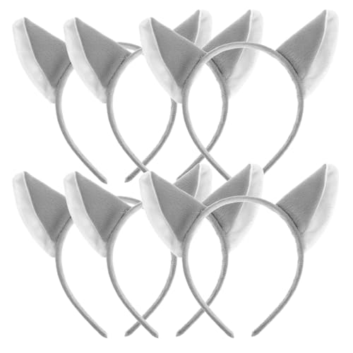 CRILSTYLEO 6 Stück Tier Stirnband Wolfsohren Haarbänder Wolfsohren Stirnband Wolfsohren Haarreifen Stirnbänder Party Haarreifen Plüsch Stirnband Tierhaarreifen Tier Cosplay von CRILSTYLEO