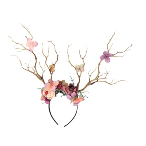 CRILSTYLEO Branch Headband Mit Blumen Und Geweih Weihnachts-haaraccessoire Für Damen Stilvolles Antler-haarband Für Festliche Anlässe Für Partys Fotoshootings Und Hochzeiten von CRILSTYLEO