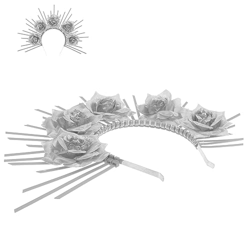 CRILSTYLEO Göttinnen Haarschmuck Stirnband Silber Blumen DIY Kopfschmuck für Damen Party Karneval Hochzeit Cosplay Accessoire von CRILSTYLEO