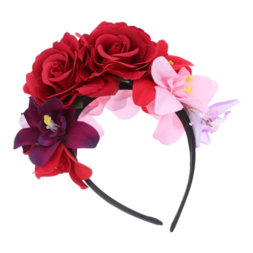 CRILSTYLEO Mexikanisches Rosenblüten Haarband Kunstrosen Krone Day Of The Dead Headpiece für Halloween Party Kostüm Kopfschmuck Komfortabel Leicht Vielseitig für Festlichkeiten von CRILSTYLEO