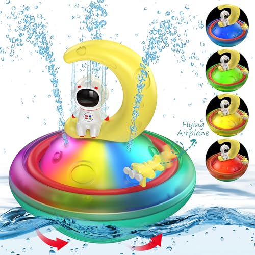 CRIOLPO Badewannenspielzeug, Wasserspielzeug mit Licht Badespielzeug ab 1 2 3 Jahre, Badewanne Spielzeug mit Automatische Induktion, Spray Wasser Spielzeug Geschenke für Baby Jungen Mädchen von CRIOLPO