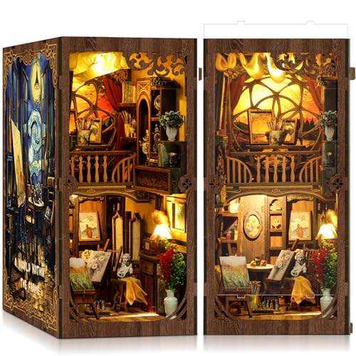 Book Nook Kit für Erwachsene - CRIOLPO DIY Miniatur Haus Holzpuzzle 3D Puppenhaus - Buchstütze für Bücherregal Deko mit Led Licht Kreatives Geschenk für Leser Book Nook Kit für Erwachsene - CRIOLPO DIY Miniatur Haus Holzpuzzle 3D Puppenhaus - Buchstütze für Bücherregal Deko mit Led Licht Kreatives Geschenk für Leser von CRIOLPO