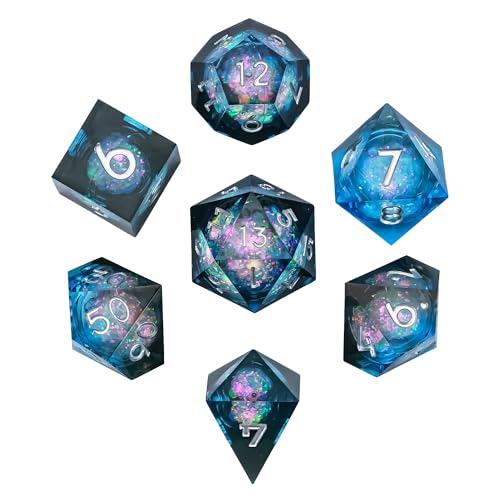 CRITALLIC Sharp Edge Dice 7-teiliges DND-Würfel-Set, flüssiger Kern, D&D-Würfel, handgefertigt, polyedrische Würfel für Dungeons and Dragons, Tisch-RPG-Spieler CRITALLIC Sharp Edge Dice 7-teiliges DND-Würfel-Set, flüssiger Kern, D&D-Würfel, handgefertigt, polyedrische Würfel für Dungeons and Dragons, Tisch-RPG-Spieler von CRITALLIC