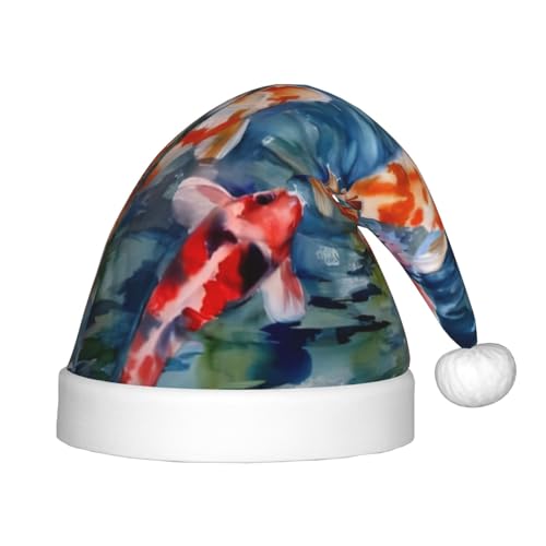 CRJSYCBYB Japanische Koi-Fisch-bedruckte Weihnachtsmütze für Kinder, Glitzer-Hut, leuchtende Weihnachtsmütze CRJSYCBYB Japanische Koi-Fisch-bedruckte Weihnachtsmütze für Kinder, Glitzer-Hut, leuchtende Weihnachtsmütze von CRJSYCBYB
