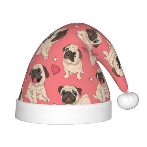 CRJSYCBYB Lustige Weihnachtsmütze mit Cartoon-Motiv Mops, Hund, bedruckt, für Kinder, glitzernd, leuchtende Weihnachtsmütze CRJSYCBYB Lustige Weihnachtsmütze mit Cartoon-Motiv Mops, Hund, bedruckt, für Kinder, glitzernd, leuchtende Weihnachtsmütze von CRJSYCBYB