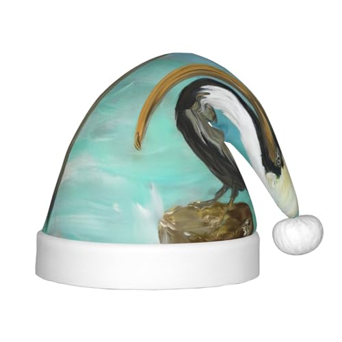 CRJSYCBYB Pelicans Kunstdruck, bedruckte Weihnachtsmütze für Kinder, Weihnachtsmütze mit Glitzer, leuchtende Weihnachtsmütze von CRJSYCBYB