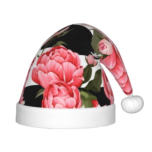 CRJSYCBYB Schwarz-weiß gestreifte Blumen bedruckte Weihnachtsmütze für Kinder, Weihnachtsmütze mit Glitzer, leuchtende Weihnachtsmütze CRJSYCBYB Schwarz-weiß gestreifte Blumen bedruckte Weihnachtsmütze für Kinder, Weihnachtsmütze mit Glitzer, leuchtende Weihnachtsmütze von CRJSYCBYB