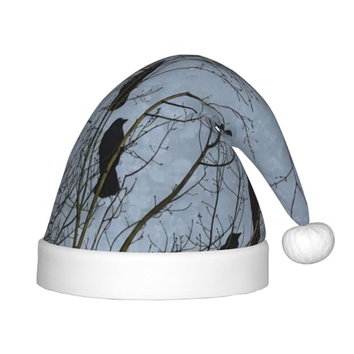 CRJSYCBYB Schwarze Krähenvögel bedruckte Weihnachtsmütze für Kinder, Weihnachtsmütze mit Glitzer, leuchtende Weihnachtsmütze CRJSYCBYB Schwarze Krähenvögel bedruckte Weihnachtsmütze für Kinder, Weihnachtsmütze mit Glitzer, leuchtende Weihnachtsmütze von CRJSYCBYB