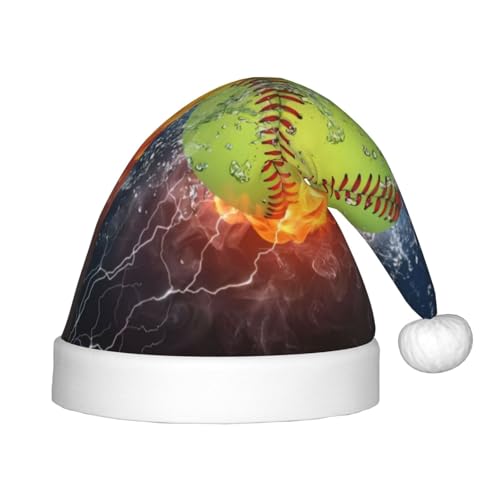 CRJSYCBYB Softball-bedruckte Weihnachtsmütze für Kinder, Glitzer-Hut, leuchtende Weihnachtsmütze CRJSYCBYB Softball-bedruckte Weihnachtsmütze für Kinder, Glitzer-Hut, leuchtende Weihnachtsmütze von CRJSYCBYB