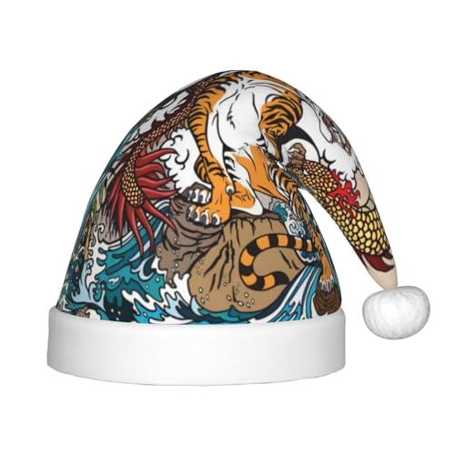 CRJSYCBYB Weihnachtsmütze mit Drachen- und Tiger-Aufdruck für Kinder, Glitzer-Hut, leuchtende Weihnachtsmütze CRJSYCBYB Weihnachtsmütze mit Drachen- und Tiger-Aufdruck für Kinder, Glitzer-Hut, leuchtende Weihnachtsmütze von CRJSYCBYB