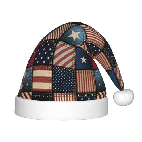 CRJSYCBYB Weihnachtsmütze mit amerikanischer Flagge, Patchwork-Druck, für Kinder, Glitzer-Hut, leuchtende Weihnachtsmütze CRJSYCBYB Weihnachtsmütze mit amerikanischer Flagge, Patchwork-Druck, für Kinder, Glitzer-Hut, leuchtende Weihnachtsmütze von CRJSYCBYB