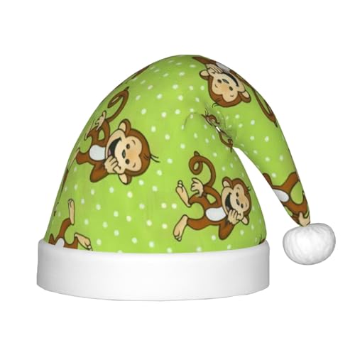 CRJSYCBYB Weihnachtsmütze mit grünem cleveren Affen-Aufdruck für Kinder, Glitzer-Hut, leuchtende Weihnachtsmütze CRJSYCBYB Weihnachtsmütze mit grünem cleveren Affen-Aufdruck für Kinder, Glitzer-Hut, leuchtende Weihnachtsmütze von CRJSYCBYB