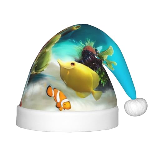 CRJSYCBYB Weihnachtsmütze mit tropischem Fisch, bedruckt, für Kinder, Glitzer-Hut, leuchtende Weihnachtsmütze CRJSYCBYB Weihnachtsmütze mit tropischem Fisch, bedruckt, für Kinder, Glitzer-Hut, leuchtende Weihnachtsmütze von CRJSYCBYB