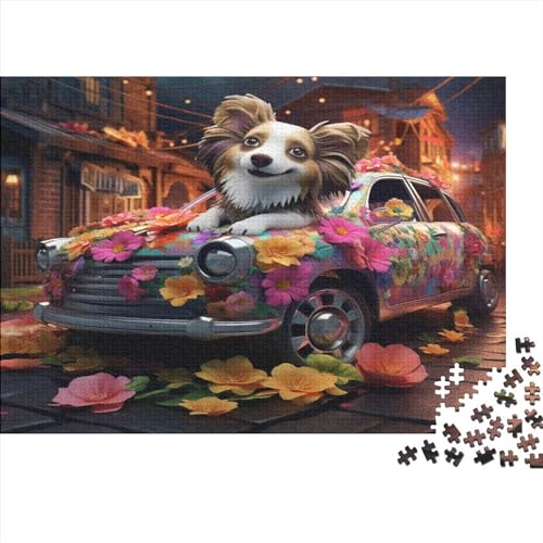 Hunde auf Autos, 300 Teile, für Erwachsene, lustiges Puzzle, Lernspiel, Spielzeug, Intellektuelles Spiel, Spielzeug, Entspannung und Intelligenz, 300 Stück (40 x 28 cm) von CRJUS