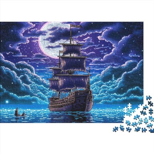 Puzzles für Erwachsene, 500 Teile, Piratenschiff, kreative Holzpuzzles für Erwachsene, Teenager, herausforderndes Spiel, 500 Teile (52 x 38 cm) von CRJUS