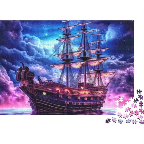 Puzzles für Erwachsene, Piratenschiff, 500 Teile, Holzpuzzles, Puzzles für 14-Jährige, tolles Geschenk für Erwachsene, 500 Teile (52 x 38 cm) von CRJUS