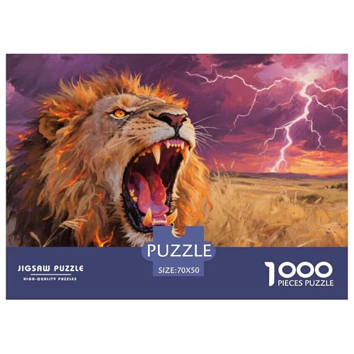 Africa Löwen Puzzle 1000 Teile Schwer Puzzle Spielzeug Lernspiel Impossible Herausforderung Spielzeug Für Erwachsene Und Kinder in Bewährter 70x50cm/1000pcs von CRKATXU