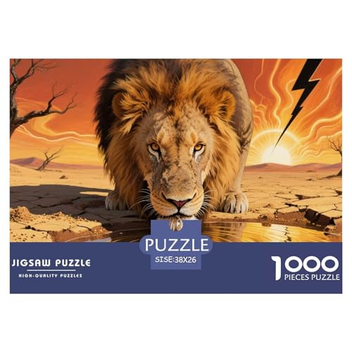 Africa Löwen Puzzle 1000 Teile Schwer Puzzle Spielzeug Lernspiel Impossible Herausforderungsspielzeug Für Erwachsene Und Kinder Ab 14 Jahren 38x26cm/1000pcs von CRKATXU