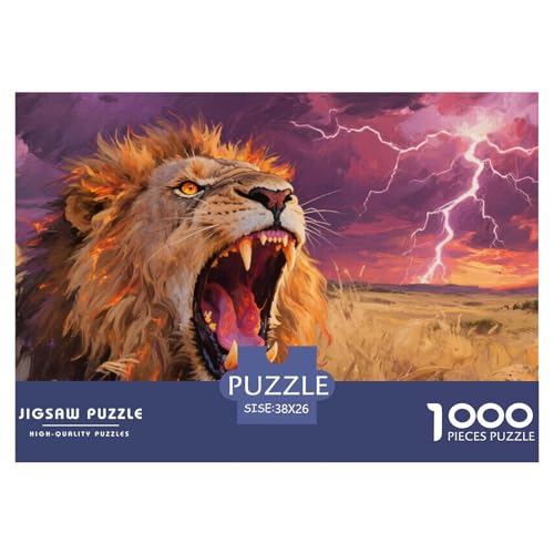Africa Löwen Puzzles 1000 Teile Schwer Puzzle Spielzeug Lernspiel Impossible Herausforderung Spielzeug Für Erwachsene Und Kinder Ab 14 Jahren 38x26cm/1000pcs von CRKATXU