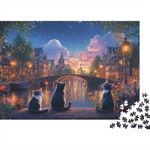 Amsterdamer Kanal Puzzle 1000-teilige Schwer Puzzle Spielzeug Lernspiel Impossible Herausforderung Spielzeug Für Erwachsene Und Kinder Ab 14 Jahren 1000pcs (75x50cm) von CRKATXU