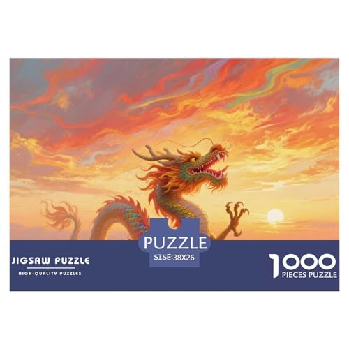 Asiatischer Drache Puzzles 1000-teilige Schwer Puzzle Spielzeug Lernspiel Impossible Herausforderungsspielzeug Für Erwachsene Und Kinder in Bewährter 38x26cm/1000pcs von CRKATXU